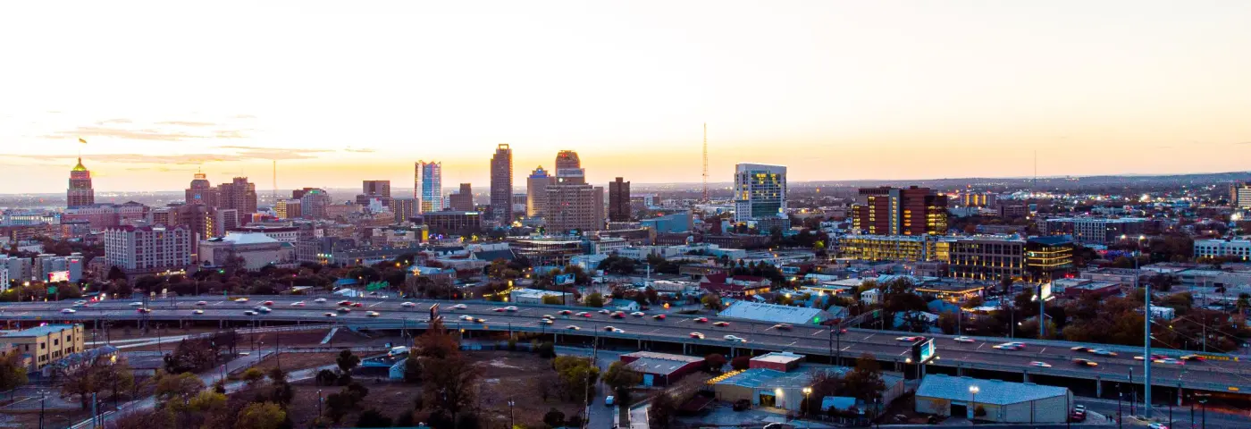 San Antonio seen from above at dusk